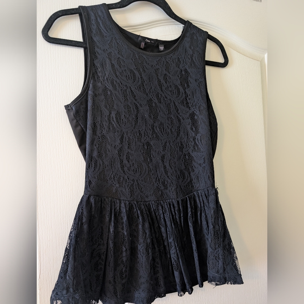 Dex Navy Blue Lace Peplum Tank
